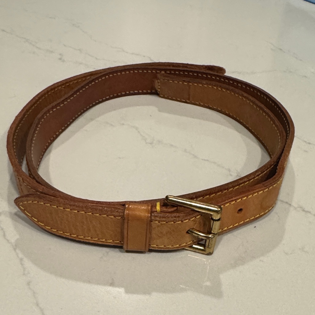 BrownLouis Vuitton Leather Strap With Gold Buckle